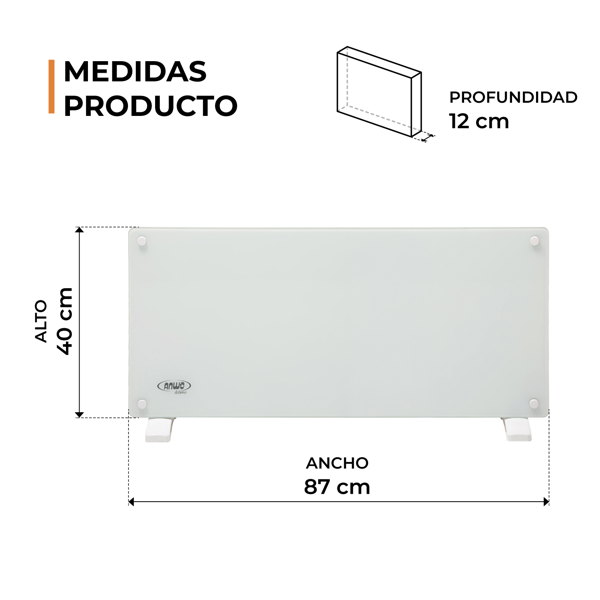 PANEL ELÉCTRICO VIDRIO ANWO NDFL.2000V 2000W C/WIFI