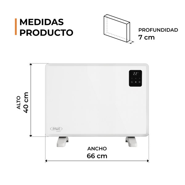 PANEL ELÉCTRICO LISO ANWO NDFL.1200A 1200W C/WIFI