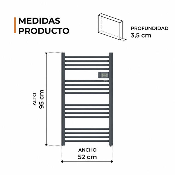 TOALLERO ELÉCTRICO TUBULAR ANWO FL.500G 500W GRIS MATE C/WIFI