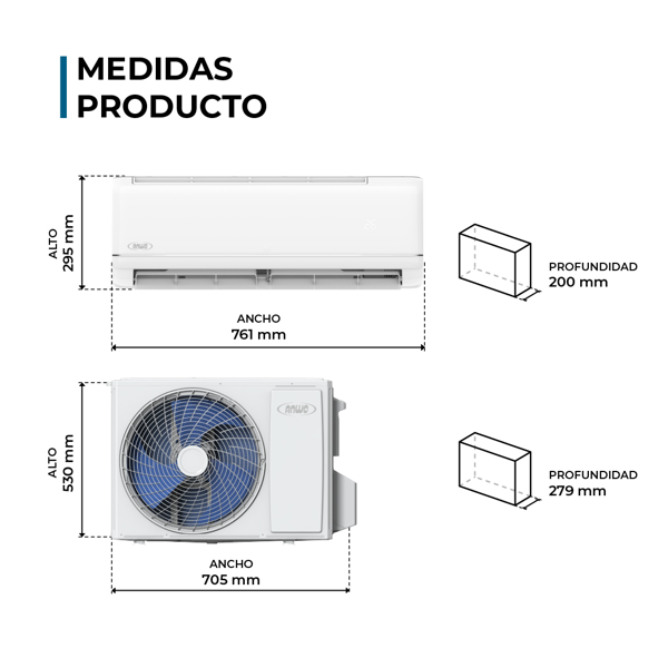 EAA. SPLIT MURO NEW ECOFLOW 12000 BTUH INVERTER R32 ANWO