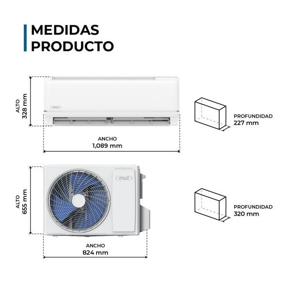 EAA. SPLIT MURO NEW ECOFLOW 24000 BTUH INVERTER R32 ANWO