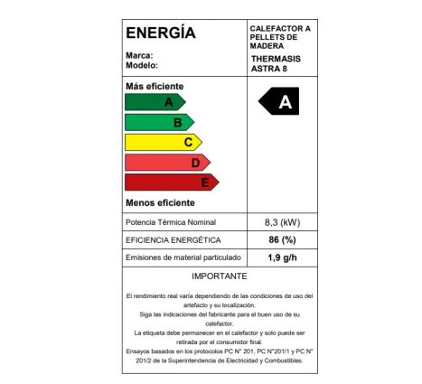 KIT ESTUFA PELLET ASTRA 8KW + 20 BOLSAS PELLET 18KG