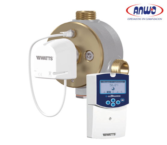 VALVULA MEZCLA ACS TERMOSTATICA 3 VIAS E-ULTRAMIX 1 HE 30-70°C ANTI-LEGIONELA