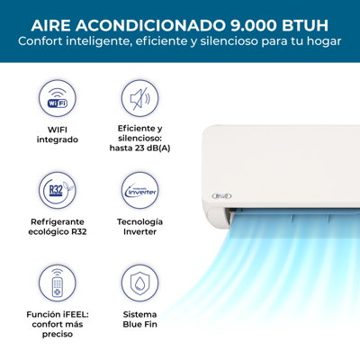 (HASTA AGOTAR STOCK, USAR COD: GES9ECOFLOW-N) EAA. MURO ECOFLOW FRIO/CALOR 9.000 BTUH R32 INVERTER WIFI