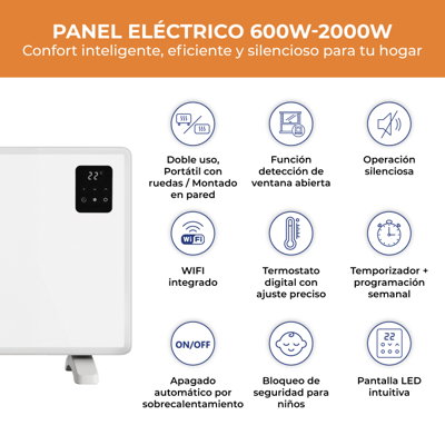 PANEL ELÉCTRICO LISO ANWO NDFL.600A 600W C/WIFI
