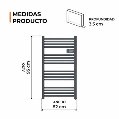 TOALLERO ELÉCTRICO TUBULAR ANWO FL.500G 500W GRIS MATE C/WIFI