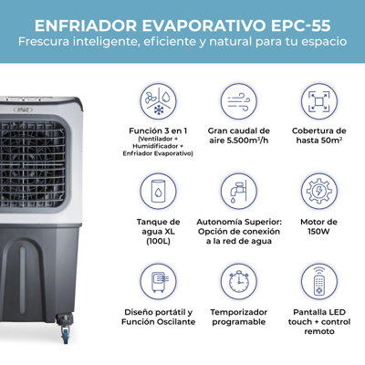 ENFRIADOR EVAPORATIVO PORTATIL COMERCIAL 5.500MCH