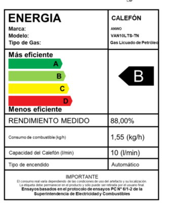 CALEFÓN ANWO 10 L/M HITECH HYDRO 20 TIRO NATURAL LPG