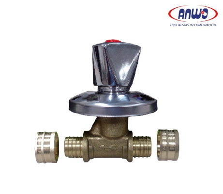 LLAVE PASO PEX 16 ASIENTO C/ TAPA CROMADA
