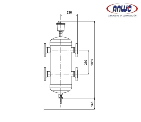 SEPARADOR HIDRAULICO HS 18M3/HR. DN 65 mm