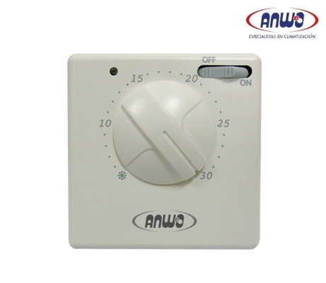 TERMOSTATO AMBIENTAL DE CALEFACCION SIMPLE ANWO ATS-3 CONTACTOS / LUZ PILOTO / INTERRUPTOR ON-OFF