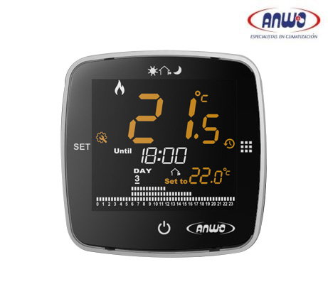 TERMOSTATO AMBIENTAL DE CALEFACCION PROGRAMABLE ANWO ATP- PANTALLA TÁCTIL NEGRO