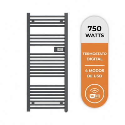 SECADOR - CALENTADOR TOALLERO ELÉCTRICO 750 W GRIS MATE CON WIFI